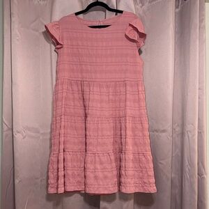 Women’s Pink Ruffled Sleeve Tiered Dress